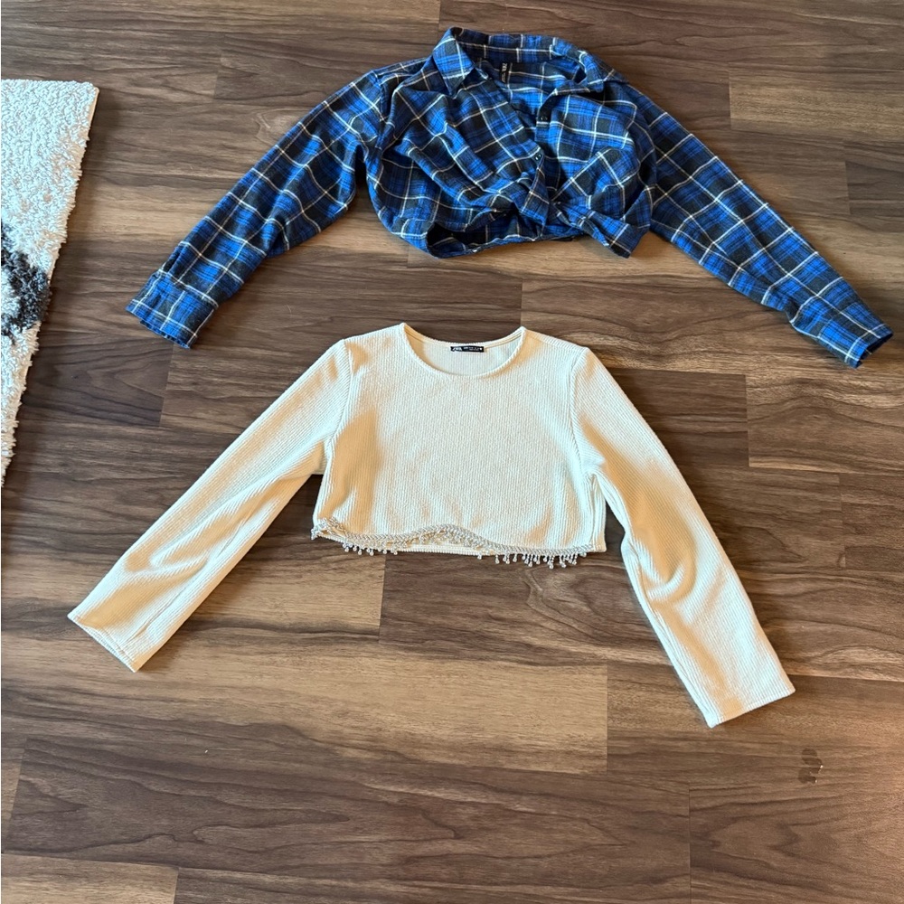 Lot of Two Zara cropped long sleeve tops